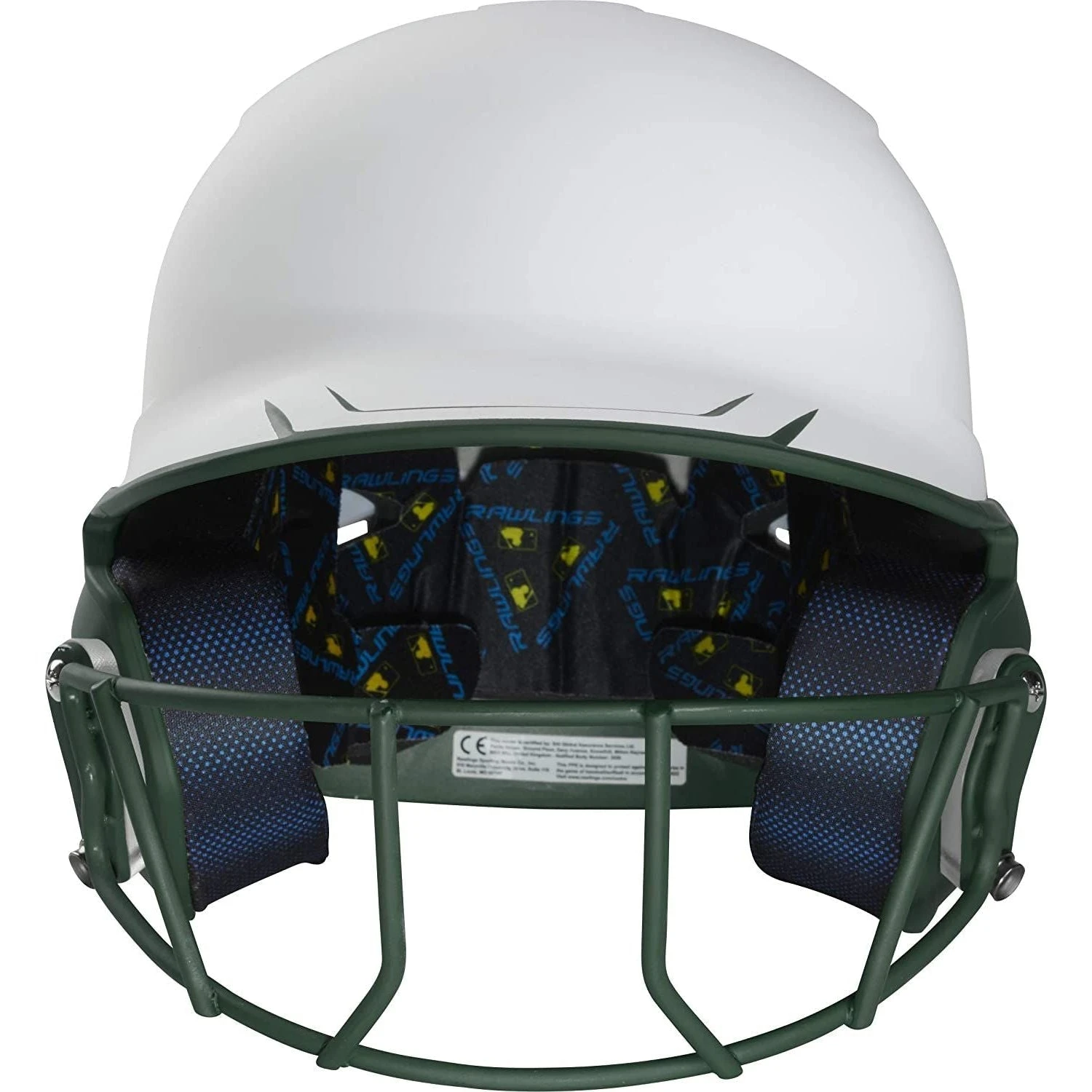 Rawlings Mach Ice Fastpitch Softball Batting Helmet With Face Guard (White/Dark Green) 5 Rawlings Mach Ice Fastpitch Softball Batting Helmet With Face Guard (White/Dark Green) - Image 3