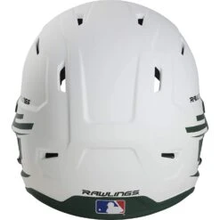 Rawlings Mach Ice Fastpitch Softball Batting Helmet With Face Guard (White/Dark Green) 11 Rawlings Mach Ice Fastpitch Softball Batting Helmet With Face Guard (White/Dark Green) -Deals Baseball Store raws msb13j wdg 3