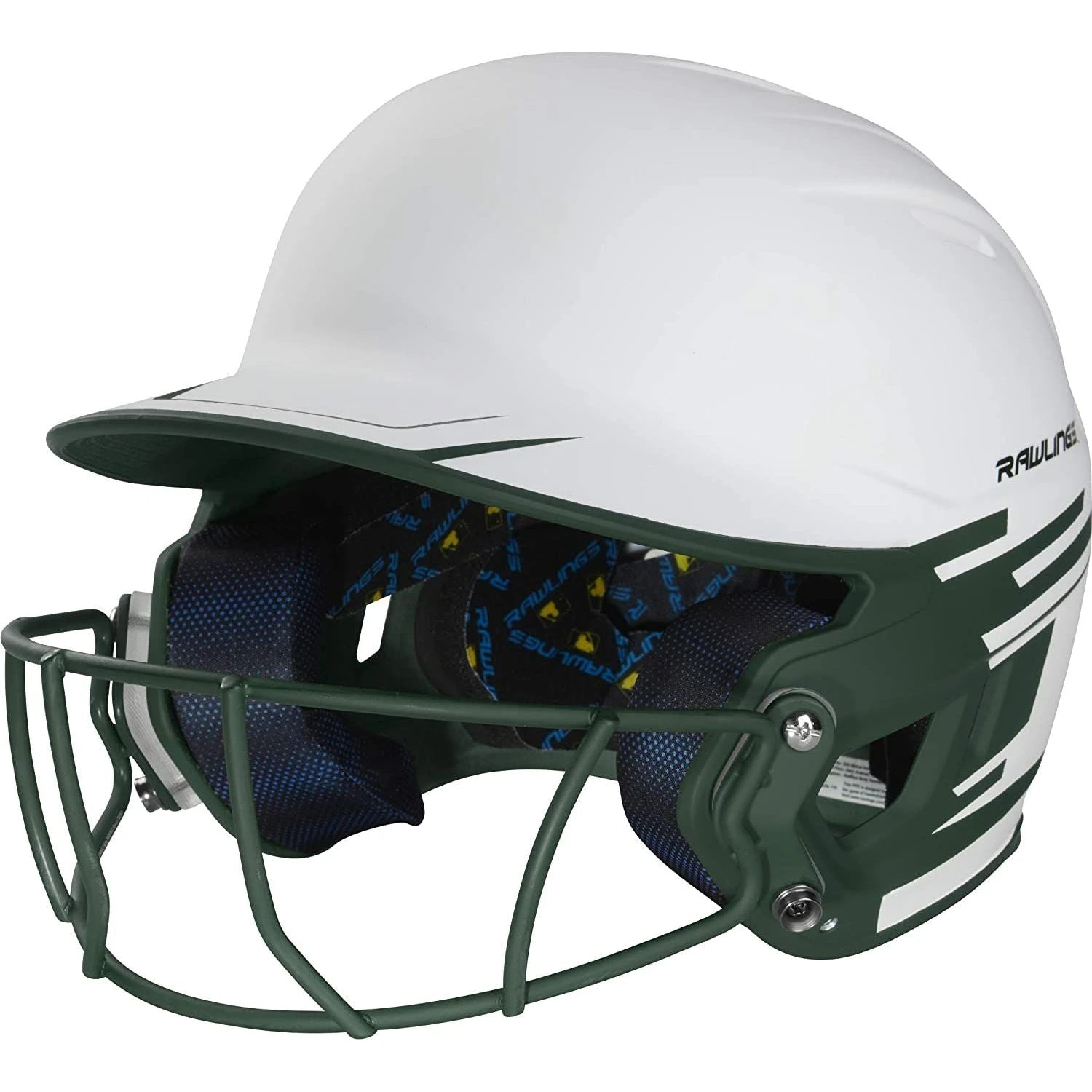 Rawlings Mach Ice Fastpitch Softball Batting Helmet With Face Guard (White/Dark Green) 3 Rawlings Mach Ice Fastpitch Softball Batting Helmet With Face Guard (White/Dark Green)