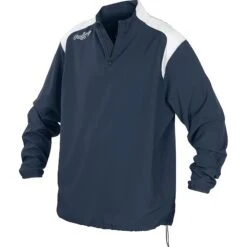 Rawlings Baseball Youth Boy's Long Sleeve Quarter-Zip Jacket (Navy)
