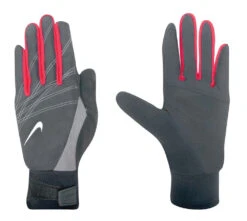 New Nike Women's Elite Storm Fit Running Gloves (Black/Silver/Red Medium)